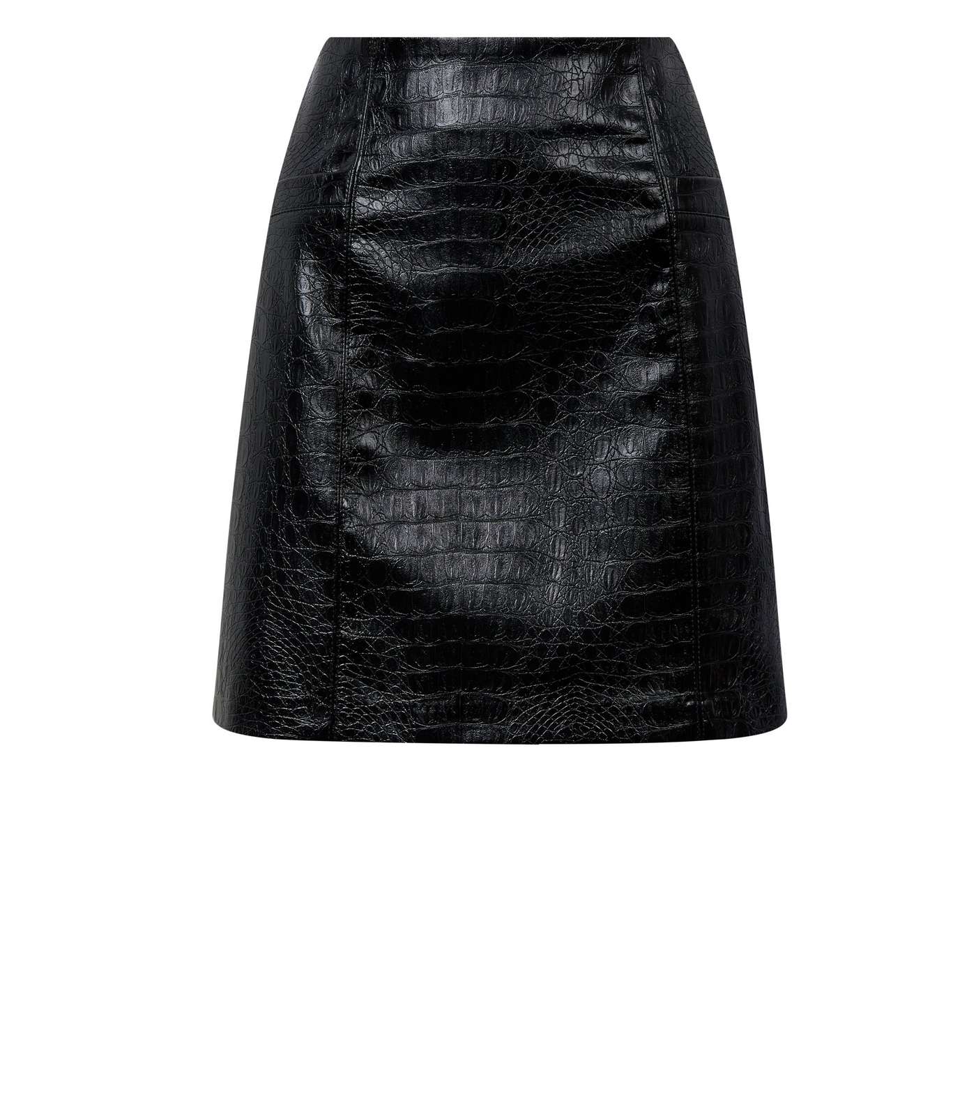Black Faux Croc Mini Skirt Image 4