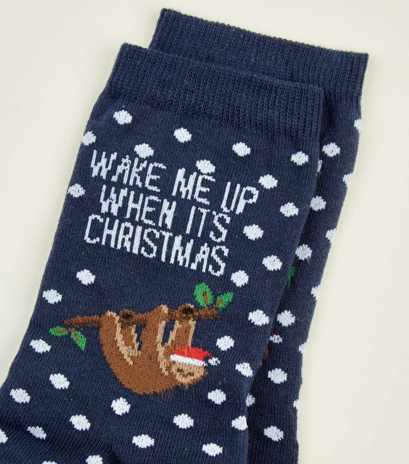 Navy Christmas Sloth Slogan Socks Image 3