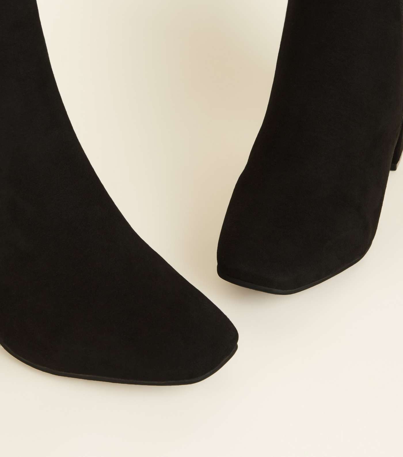 Wide Fit Black Suedette Square Toe Ankle Boots Image 4