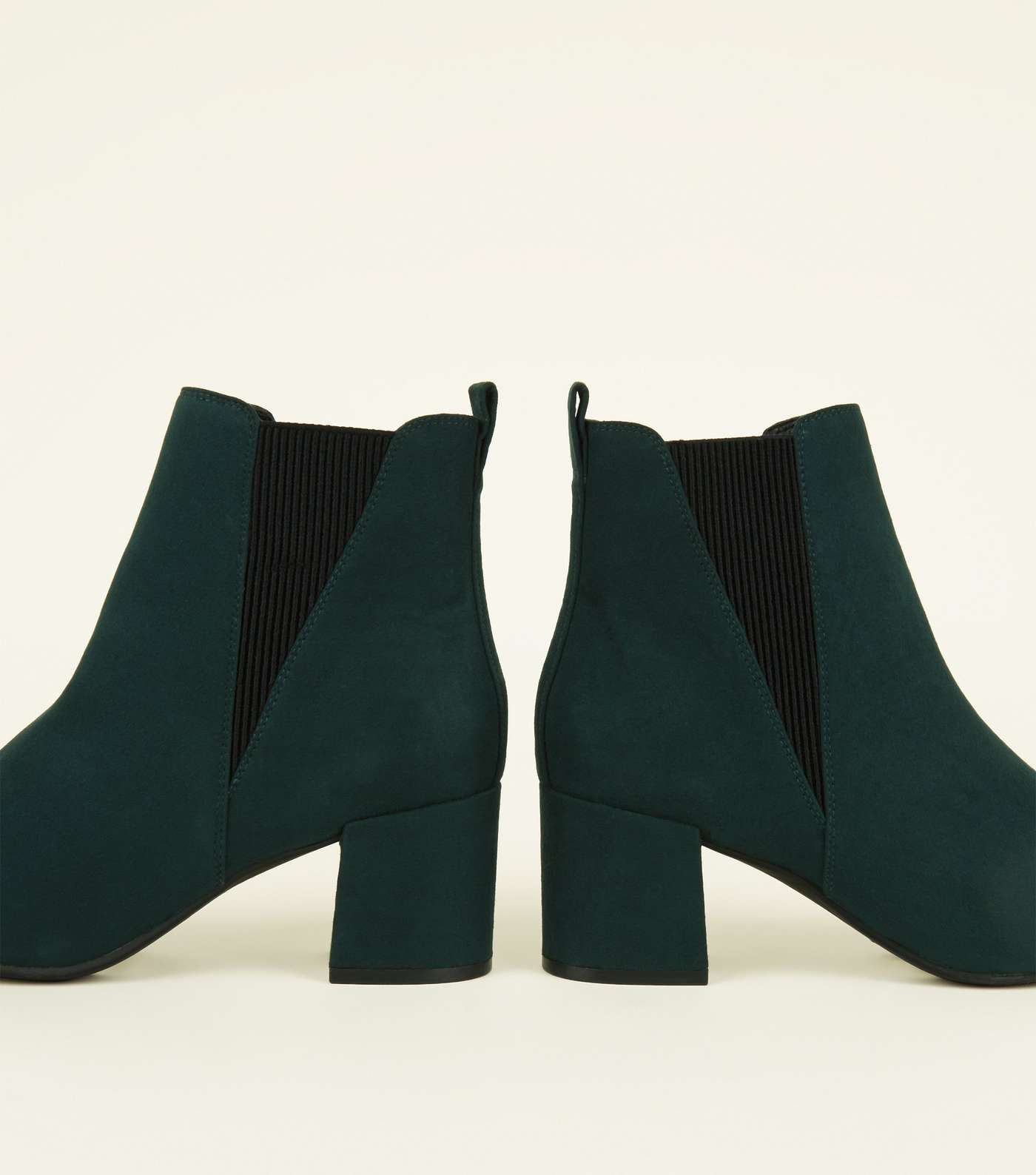 Wide Fit Dark Green Suedette Square Toe Ankle Boots Image 3