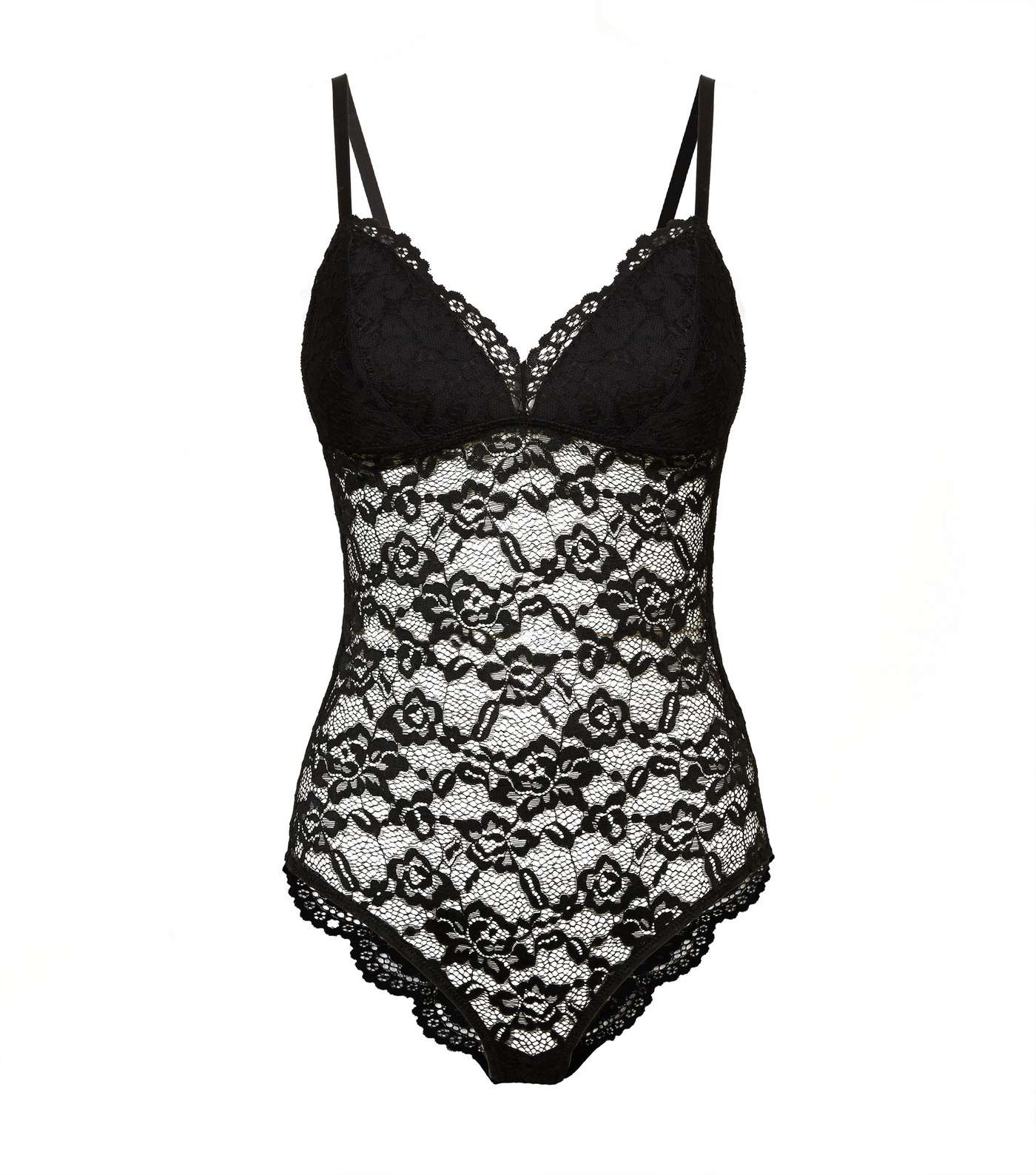 Black Lace Padded Cup Bodysuit Image 3