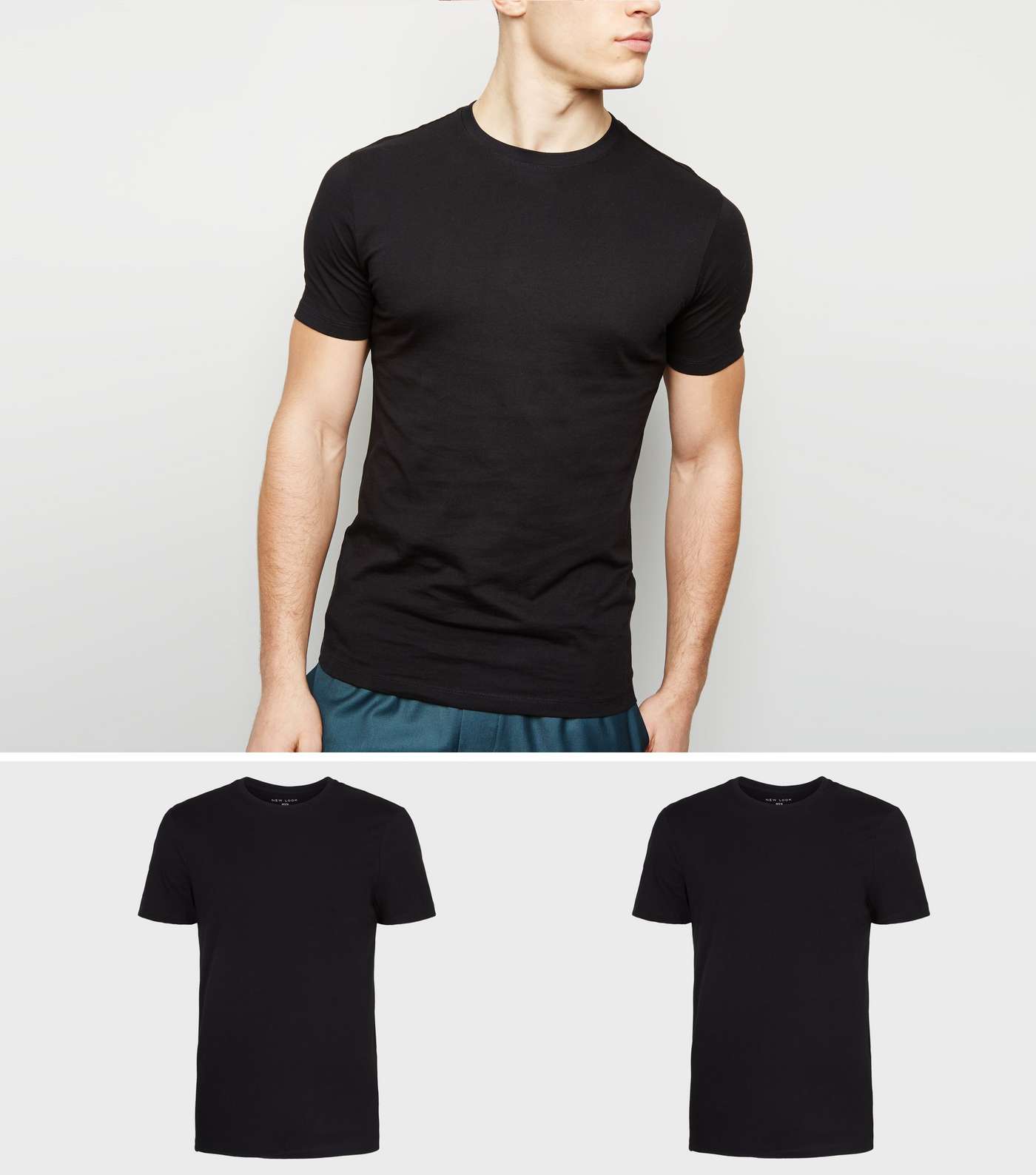 2 Pack Black Muscle Fit T-Shirts