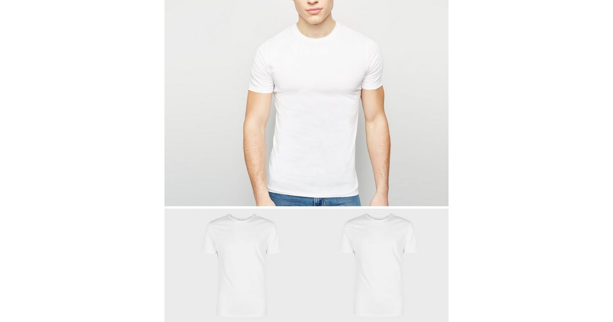 2 Pack White Muscle Fit TShirts New Look