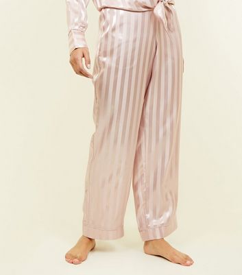 Pink Satin Stripe Pyjama Trousers | New Look