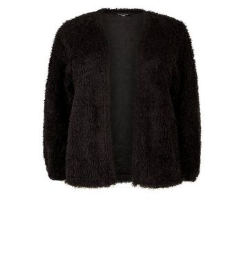 Black shaggy cardigan new look best sale