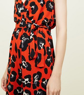 new look red leopard print jumpsuit