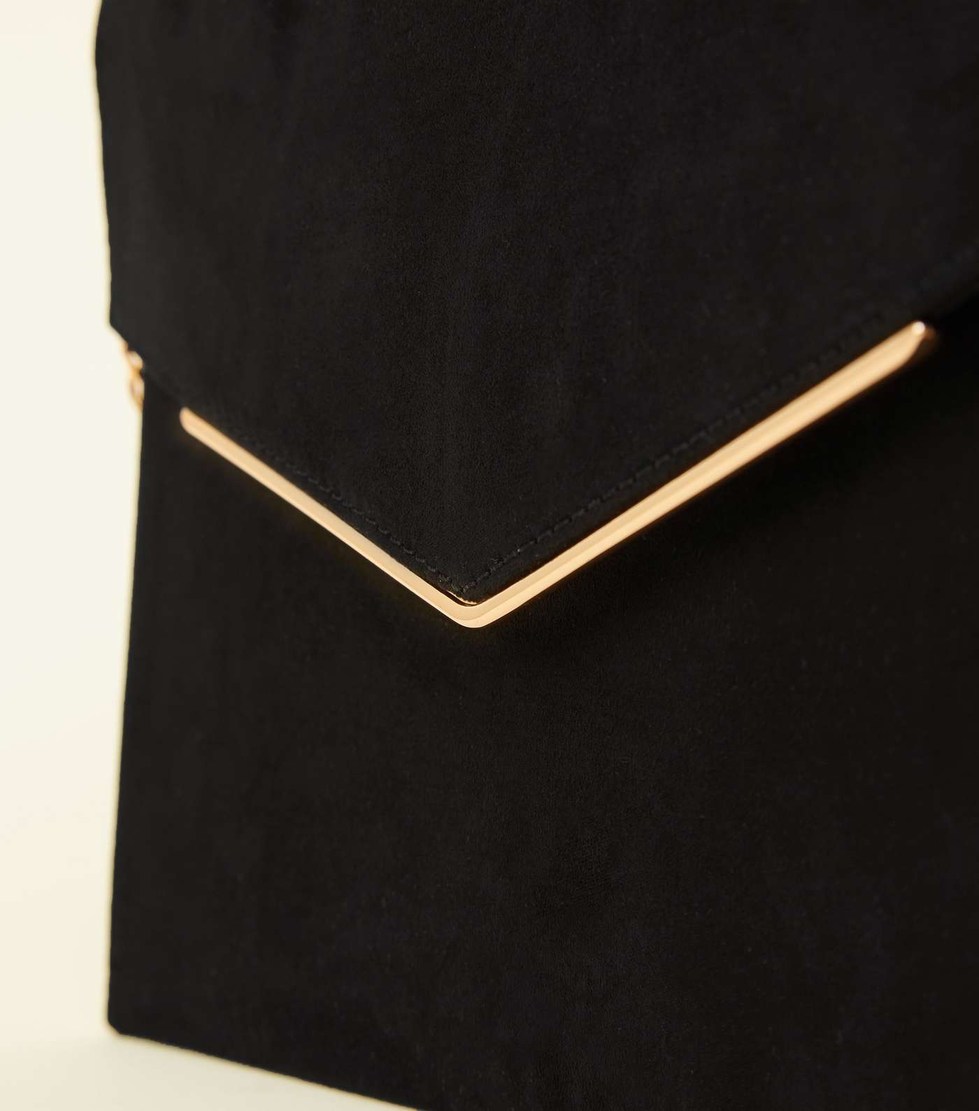 Black Suedette Metal Trim Envelope Clutch  Image 3