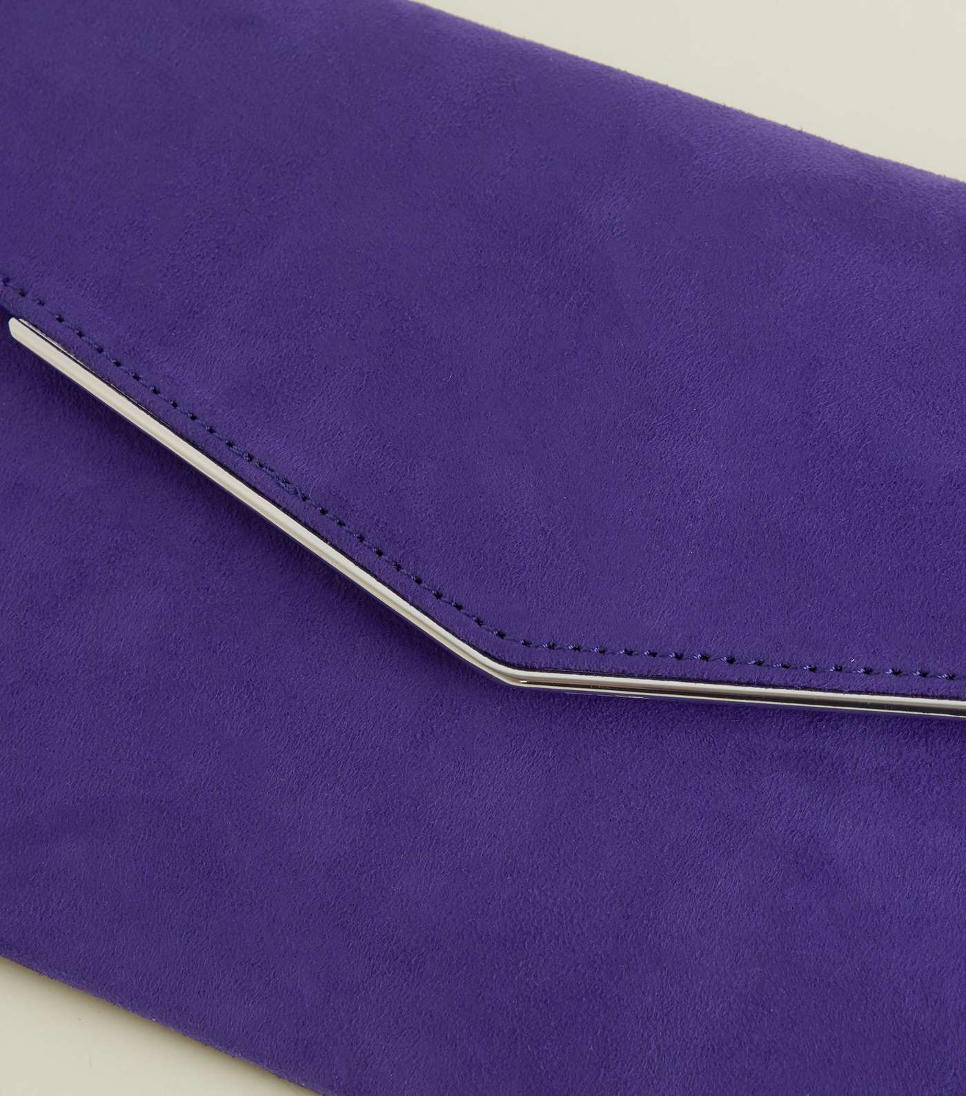 Purple Suedette Metal Trim Envelope Clutch  Image 3