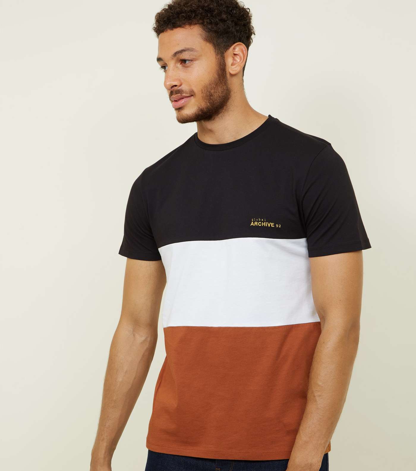 Brown Archive Embroidered Colour Block T-Shirt