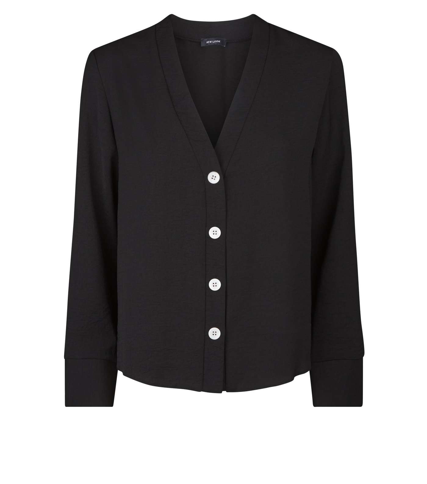 Black Button Front Long Sleeve Shirt Image 4