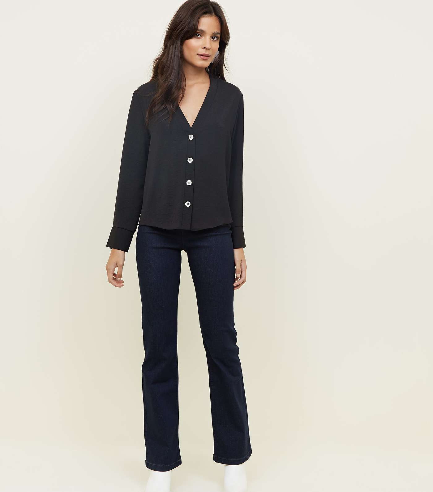 Black Button Front Long Sleeve Shirt Image 2