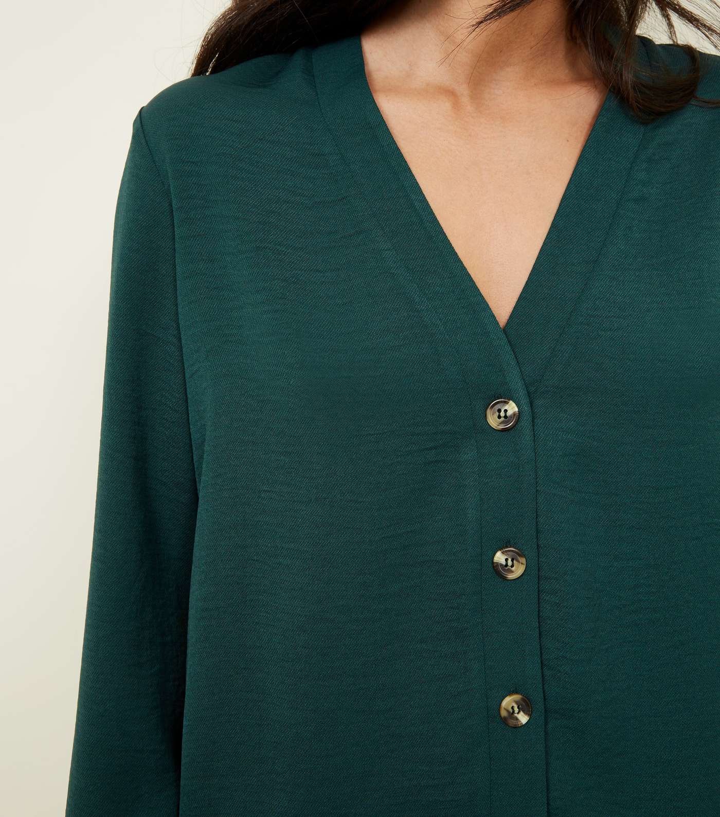 Dark Green Button Up Long Sleeve Shirt Image 5