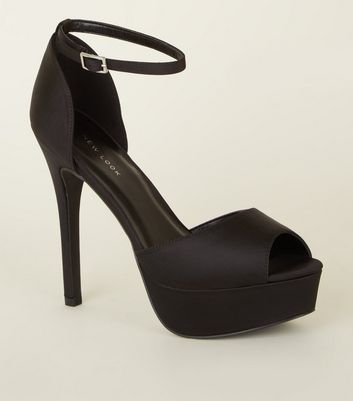 black satin platform heels