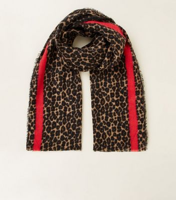 Leopard print scarf cheap with red trim