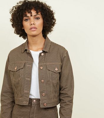 brown cropped jean jacket