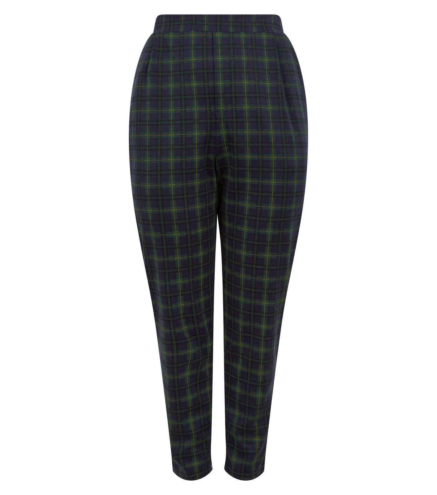 Curves Navy Check Trousers  Image 4