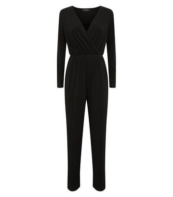 black jersey jumpsuit with sleeves