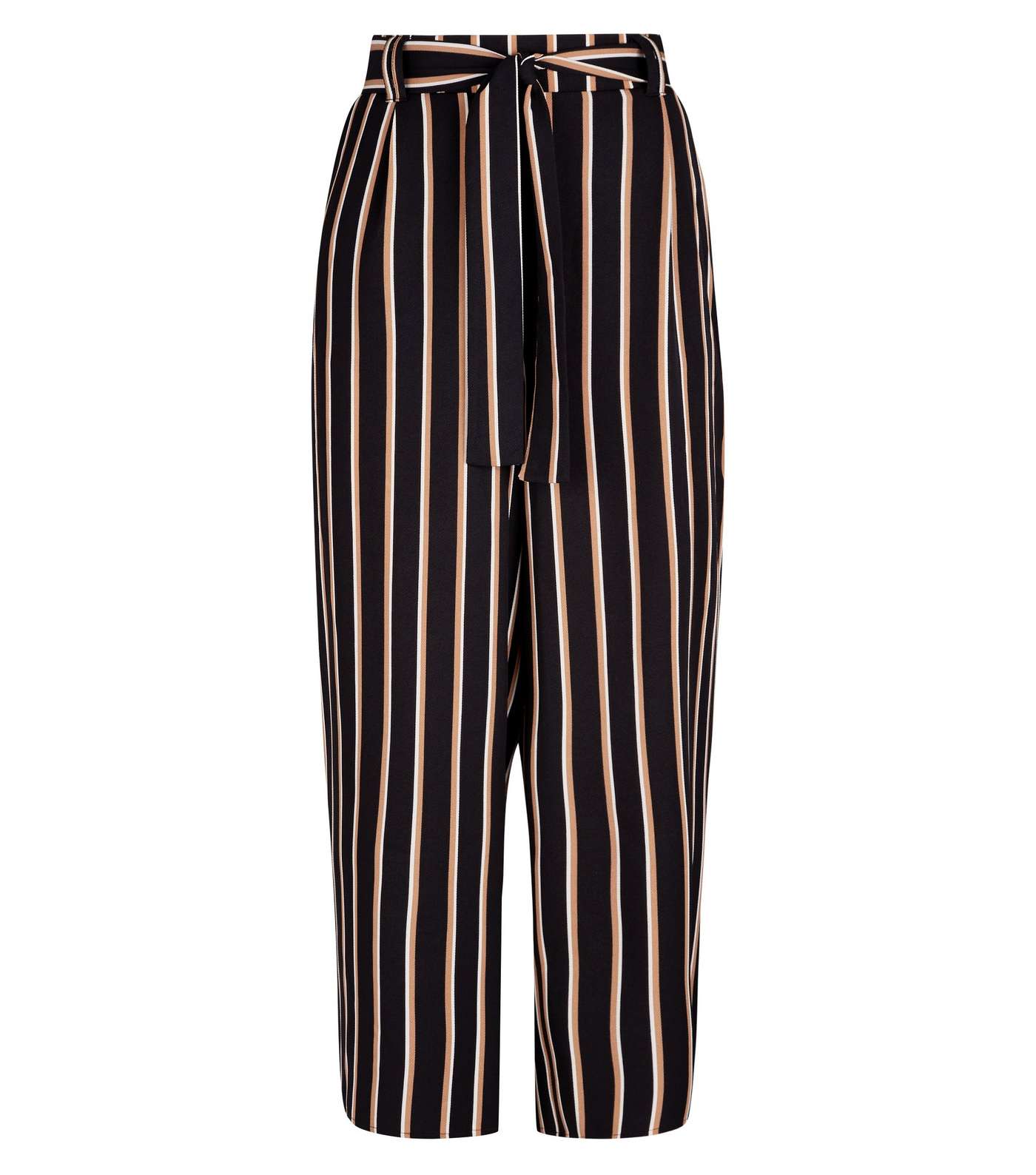 Black Stripe Twill Paperbag Waist Trousers Image 4