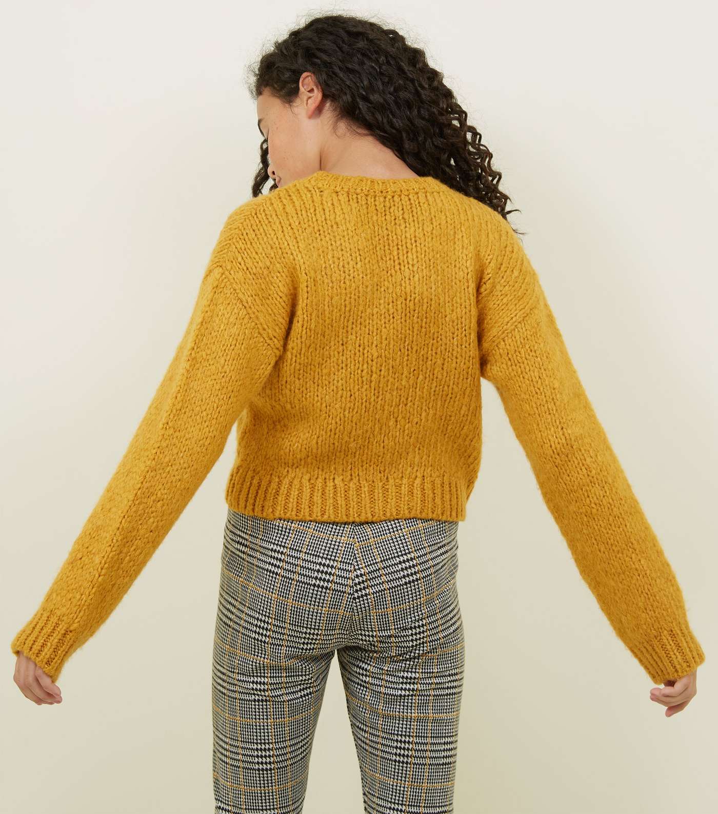 Girls Mustard Fluffy Knit Jumper Image 3