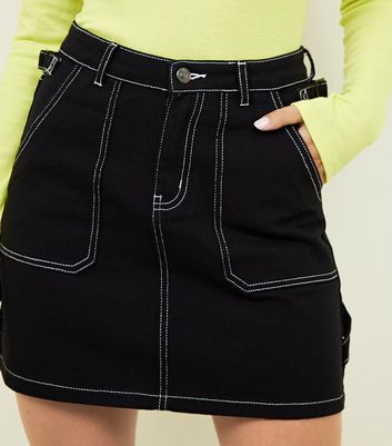 contrast stitch denim skirt