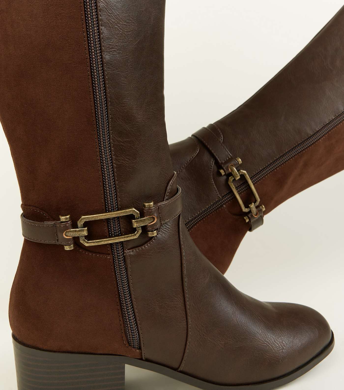 Brown Comfort Ankle Strap Knee High Boots Image 3