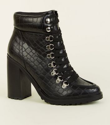 894941 Damen Stiefeletten Ankle Boots Cut-Outs Plateau Vorne Schuhe New Look 