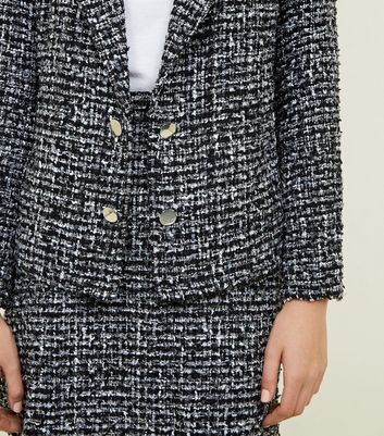 boucle button front coat