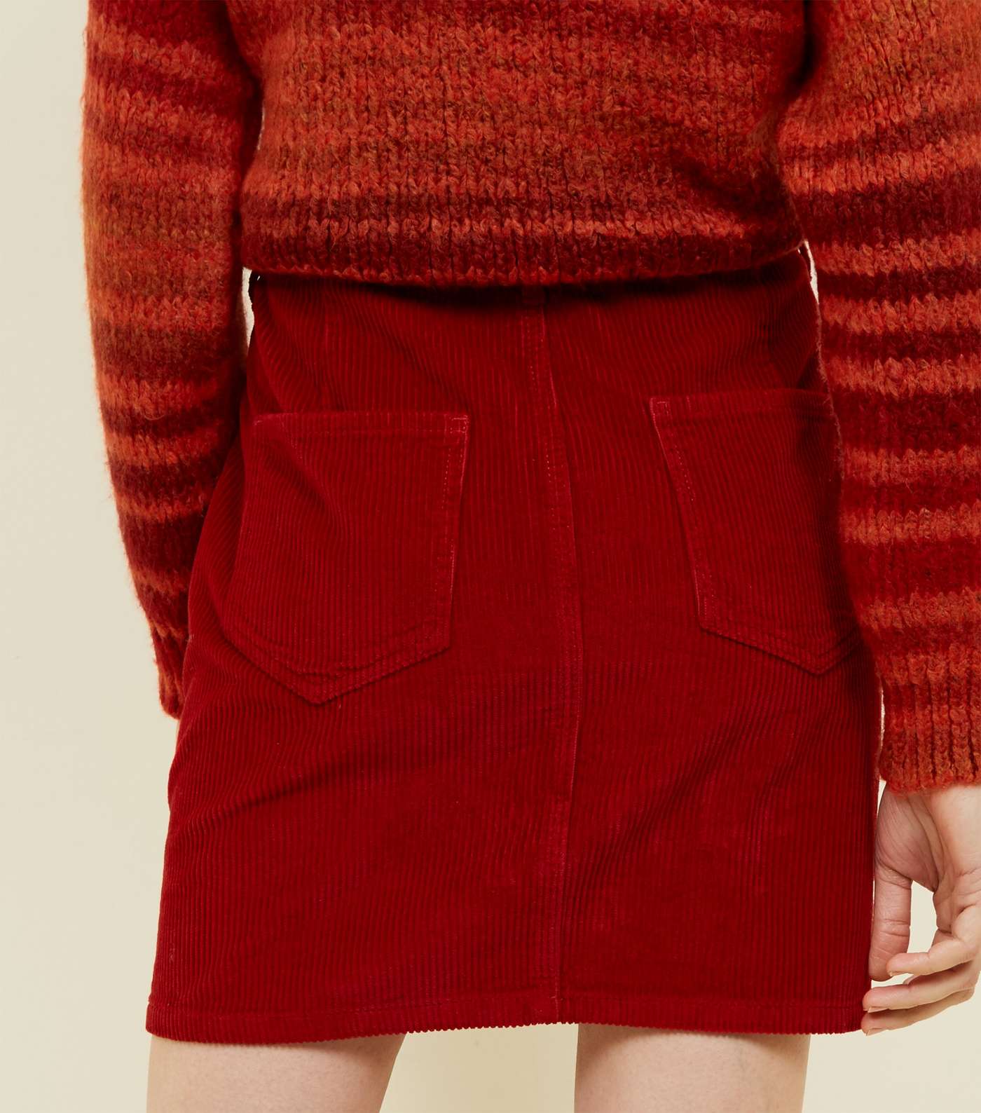 Red Corduroy Utility Pocket Skirt Image 3