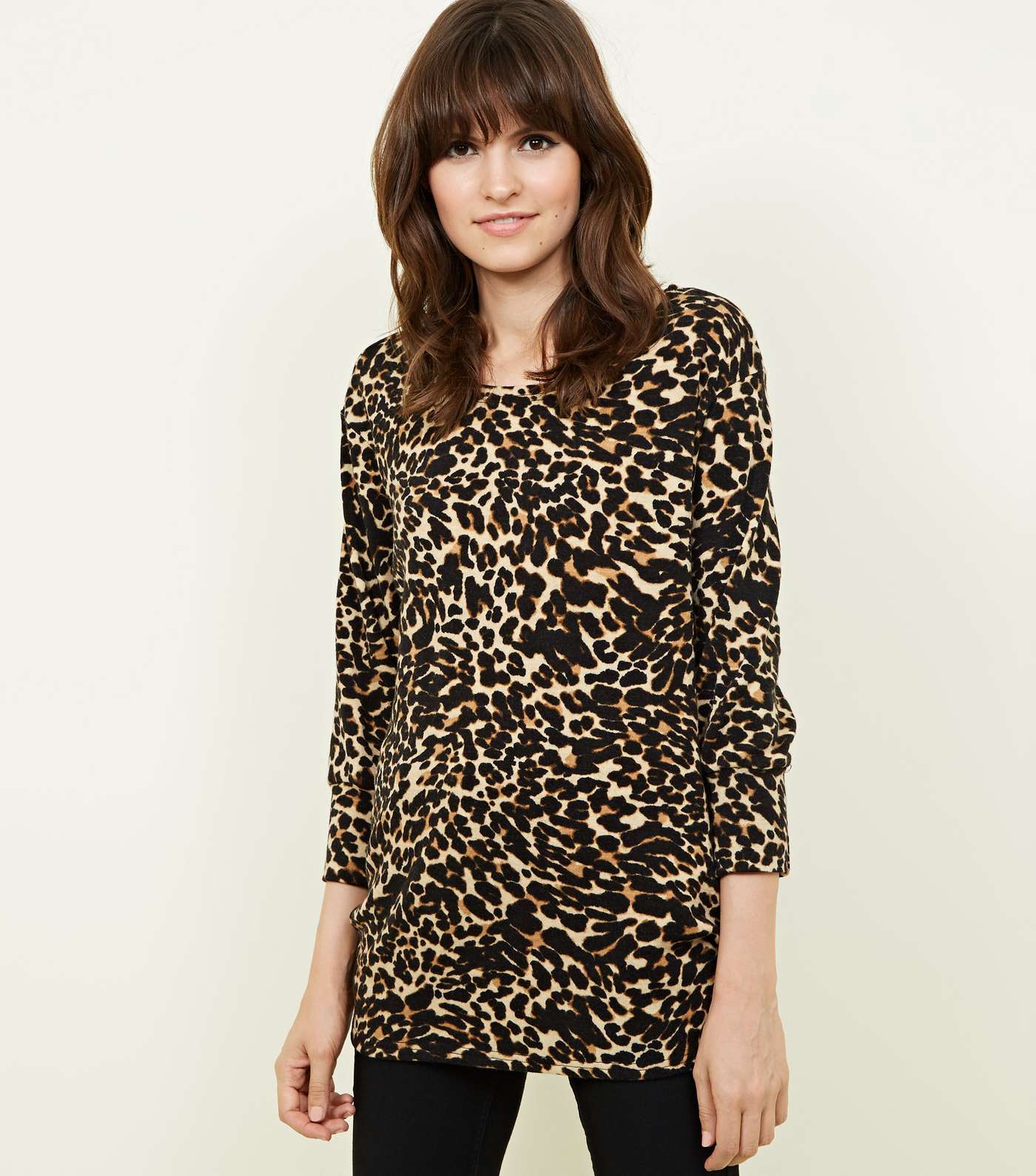 Cameo Rose Brown Leopard Print 3/4 Sleeve Top 