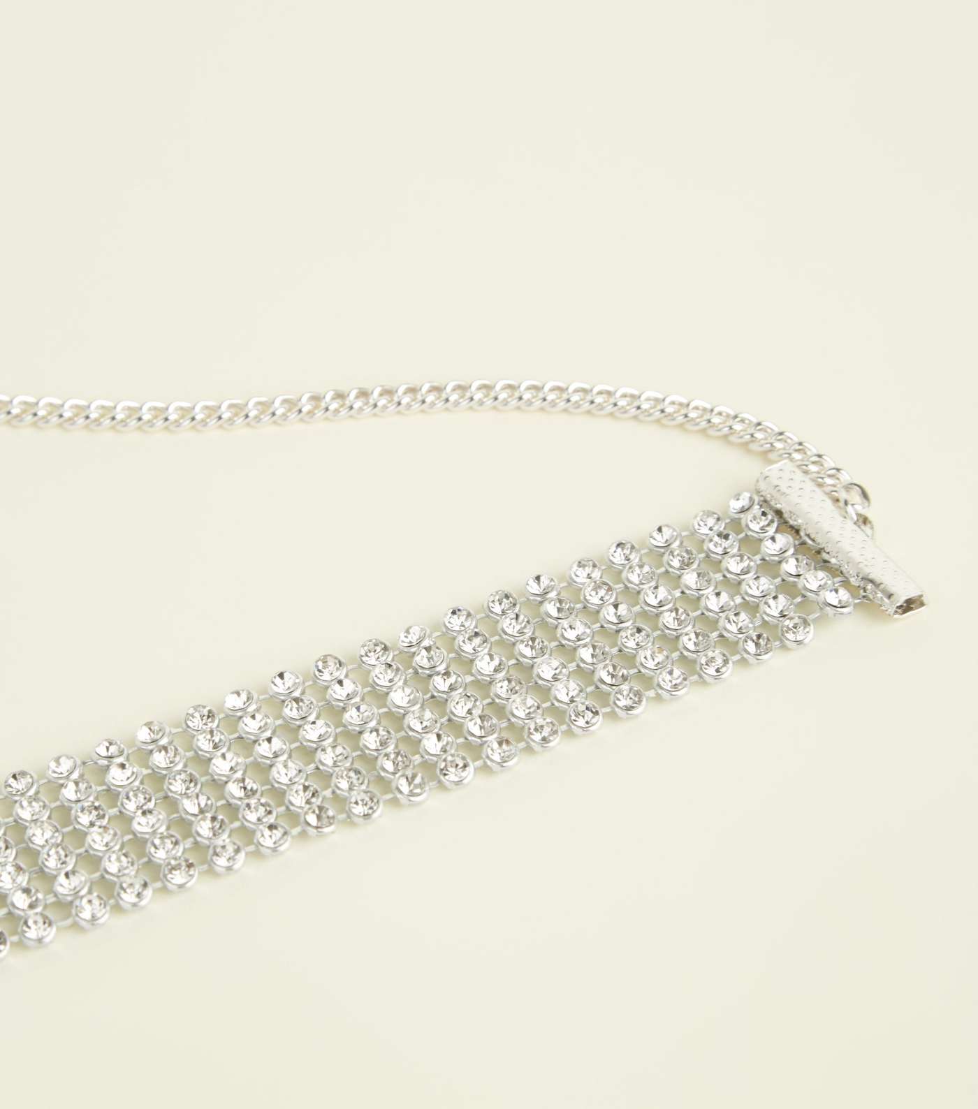 Silver diamanté Wide Chain Belt Image 2