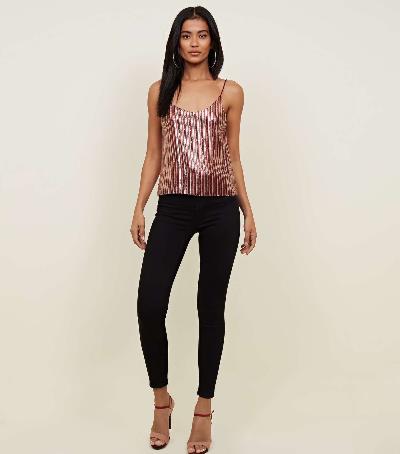 QED Red Sequin Stripe Top Image 2