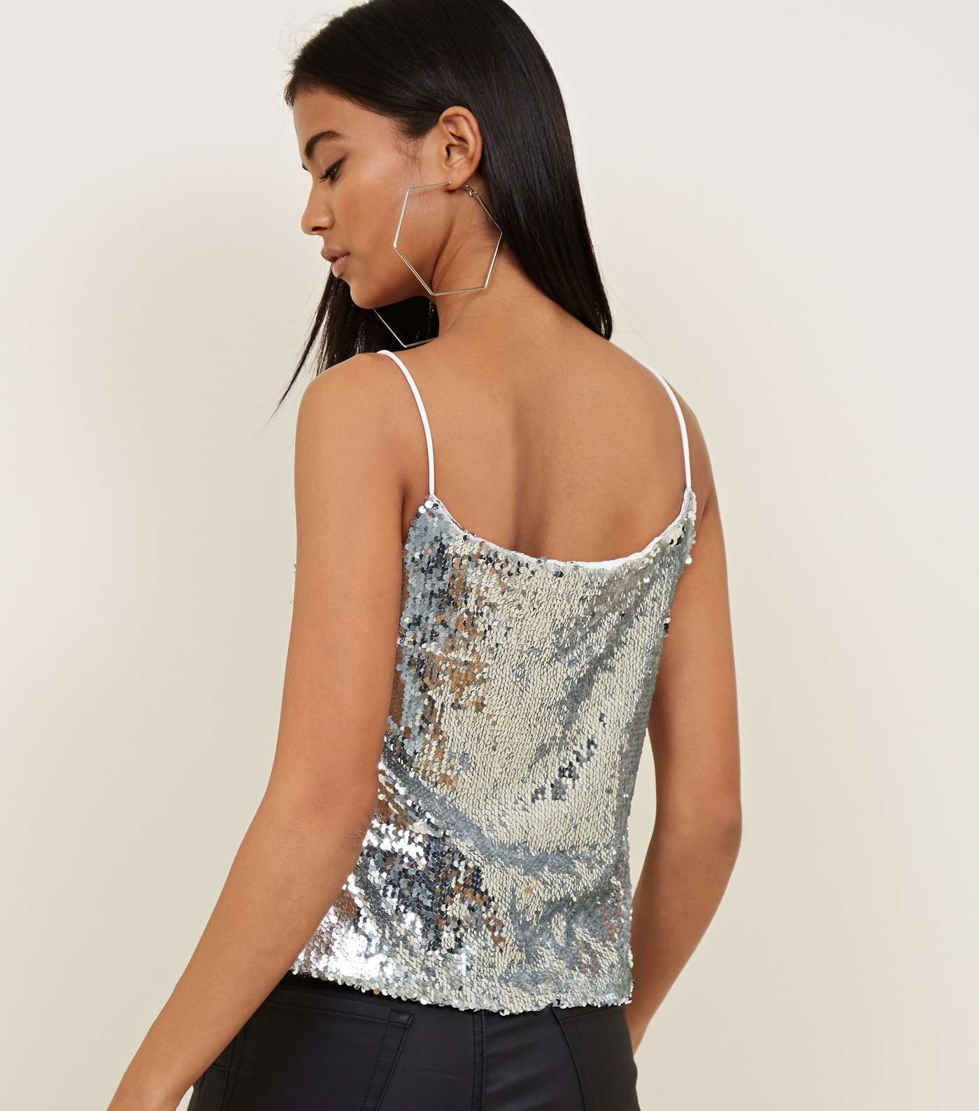 QED Silver Sequin Strappy Top Image 5