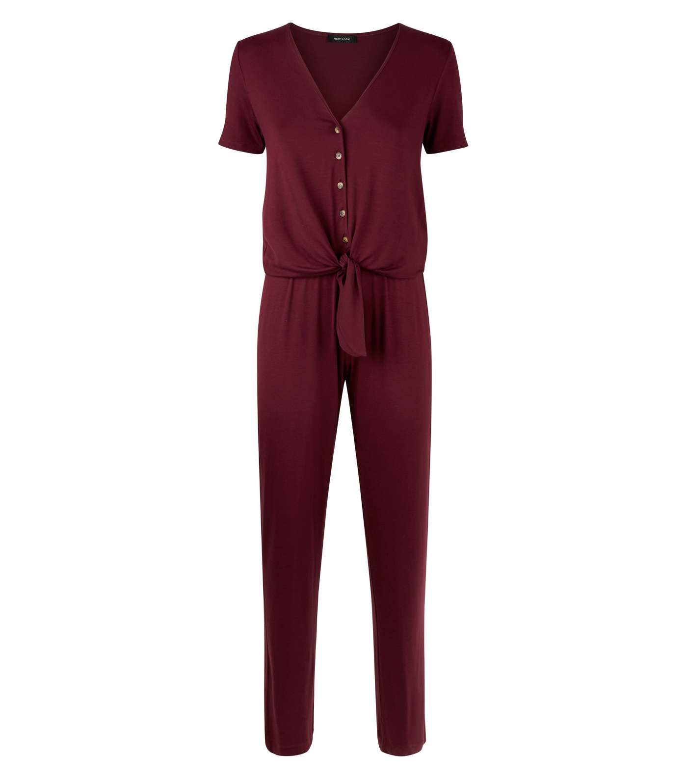 Burgundy Button Front Joggers Pyjama Set  Image 3