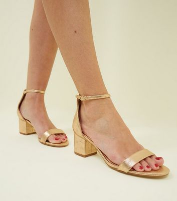 rose gold low block heels