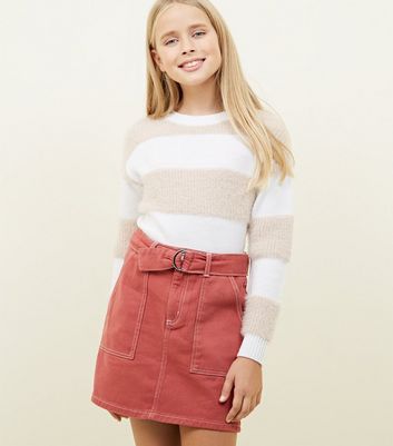 new look pink denim skirt