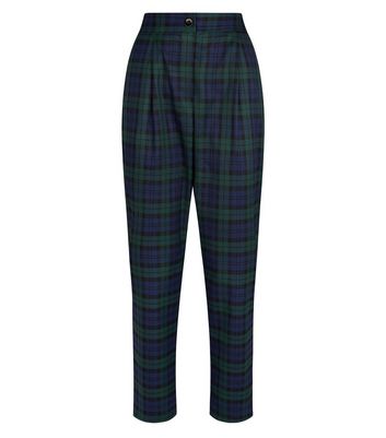 blue green check trousers