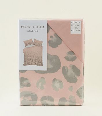Pink Leopard Print Cotton Double Duvet Set New Look - Leopard Print Double Bedding Pink Pink Leopard Print Cotton Double Duvet Set New Look - Leopard Print Double Bedding Pink