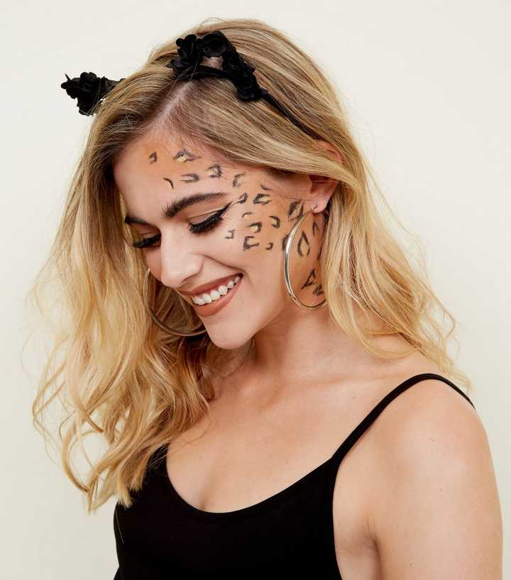 Black Faux Flower Cat Ears