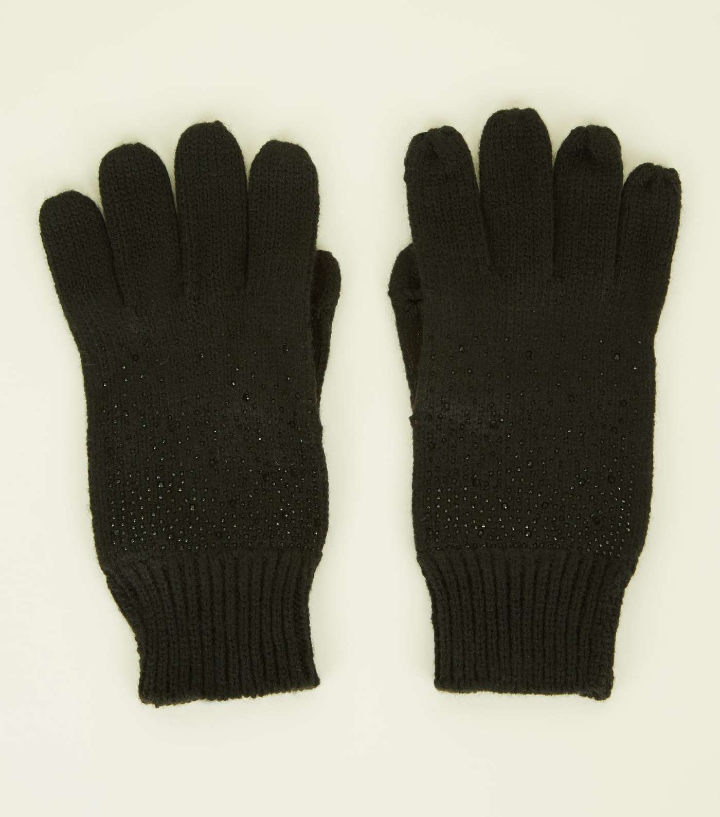 Black Gem Split Finger Touch Screen Gloves 