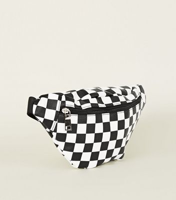 black and white checkered bum bag