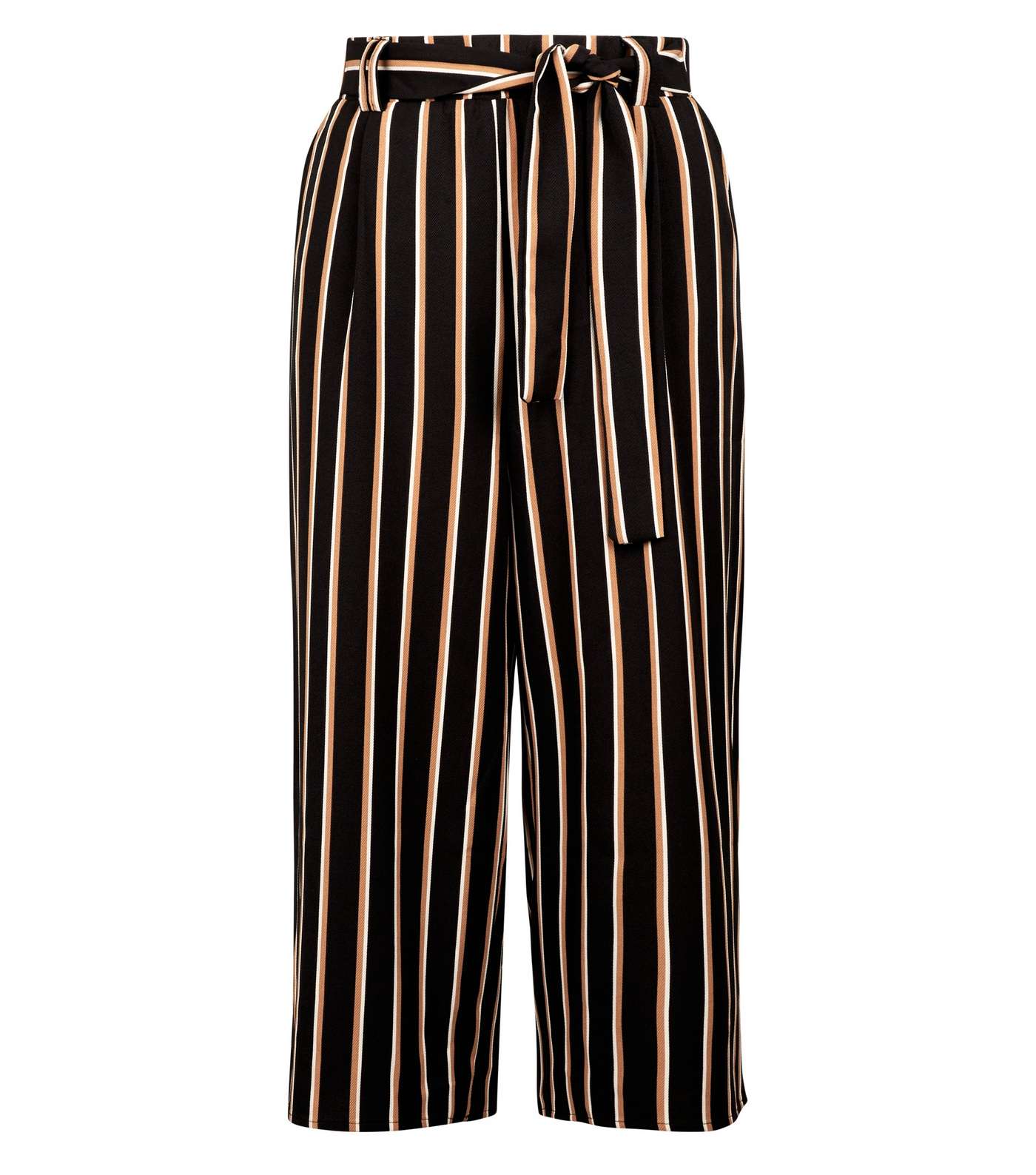 Petite Black Stripe Twill Paperbag Waist Trousers Image 4