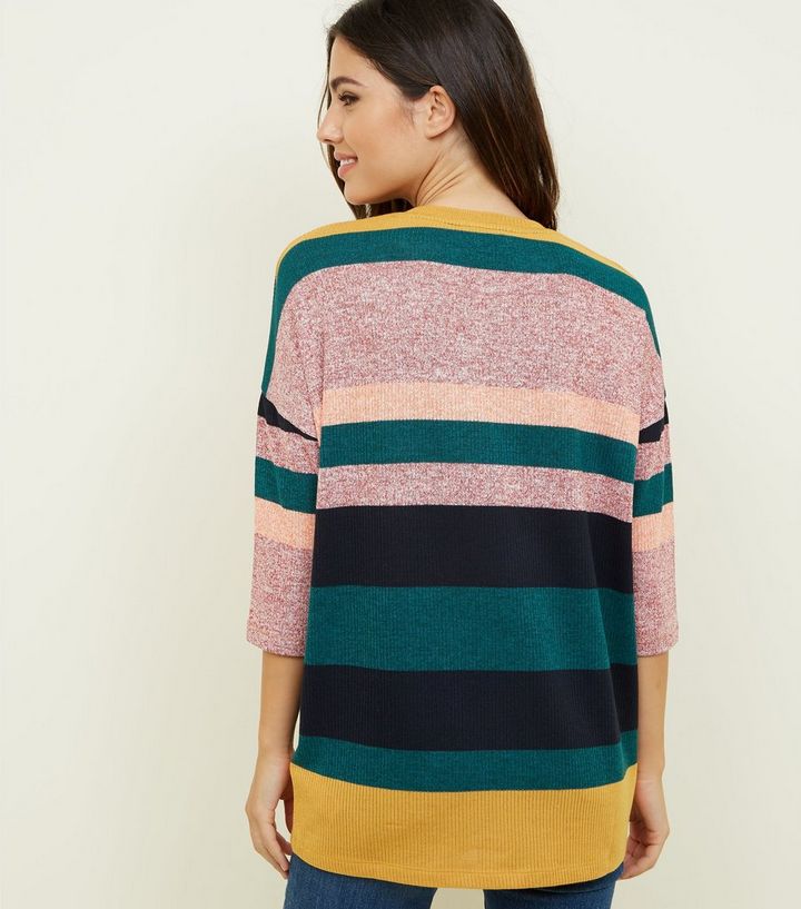 Bunt Gestreifter Pullover Mit Fledermausarmeln New Look