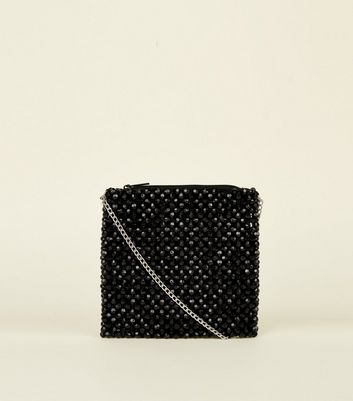 black beaded crossbody bag