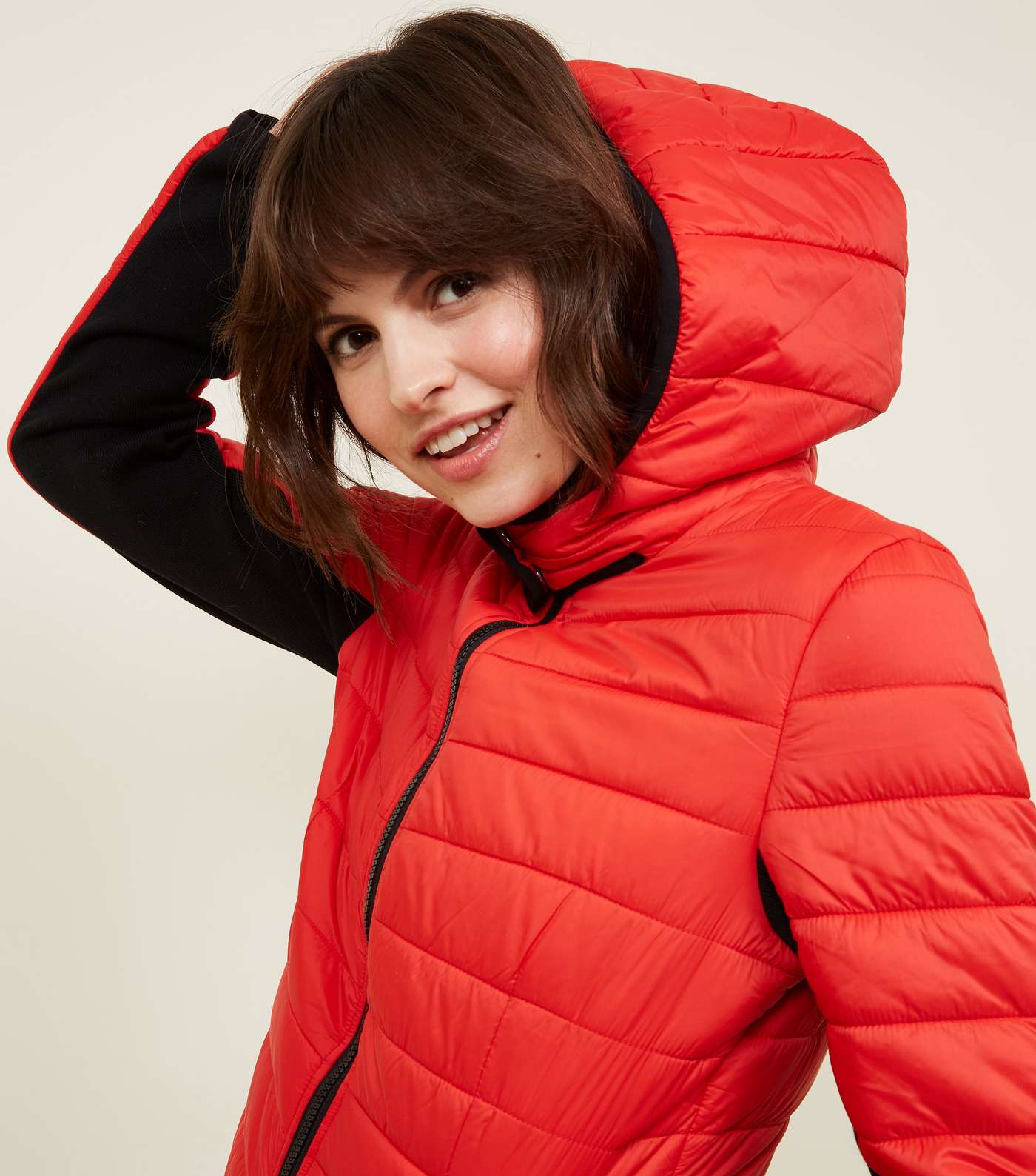 Red Hooded Lightweight Puffer Jacket  Image 5