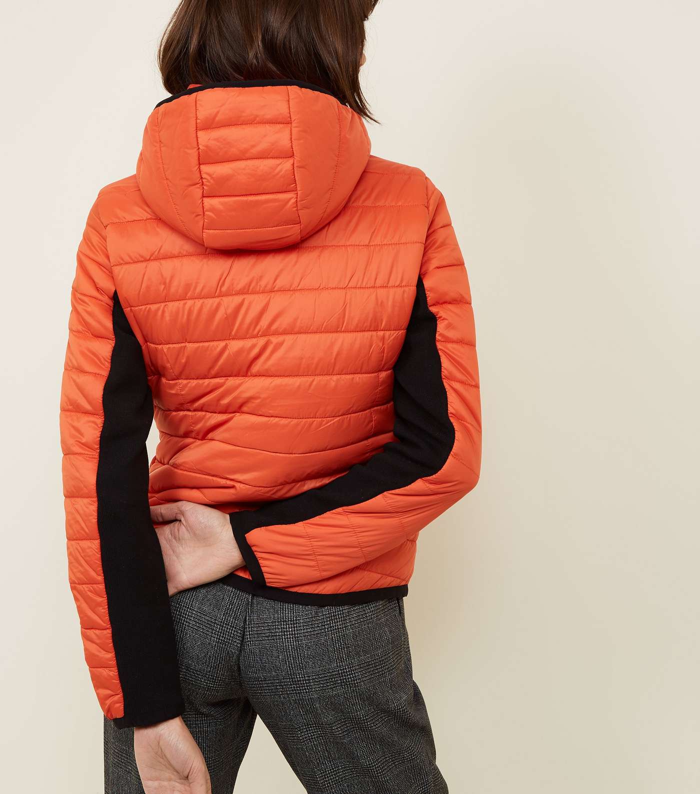 Orange Neon Hooded Lightweight Puffer Jacket Image 3