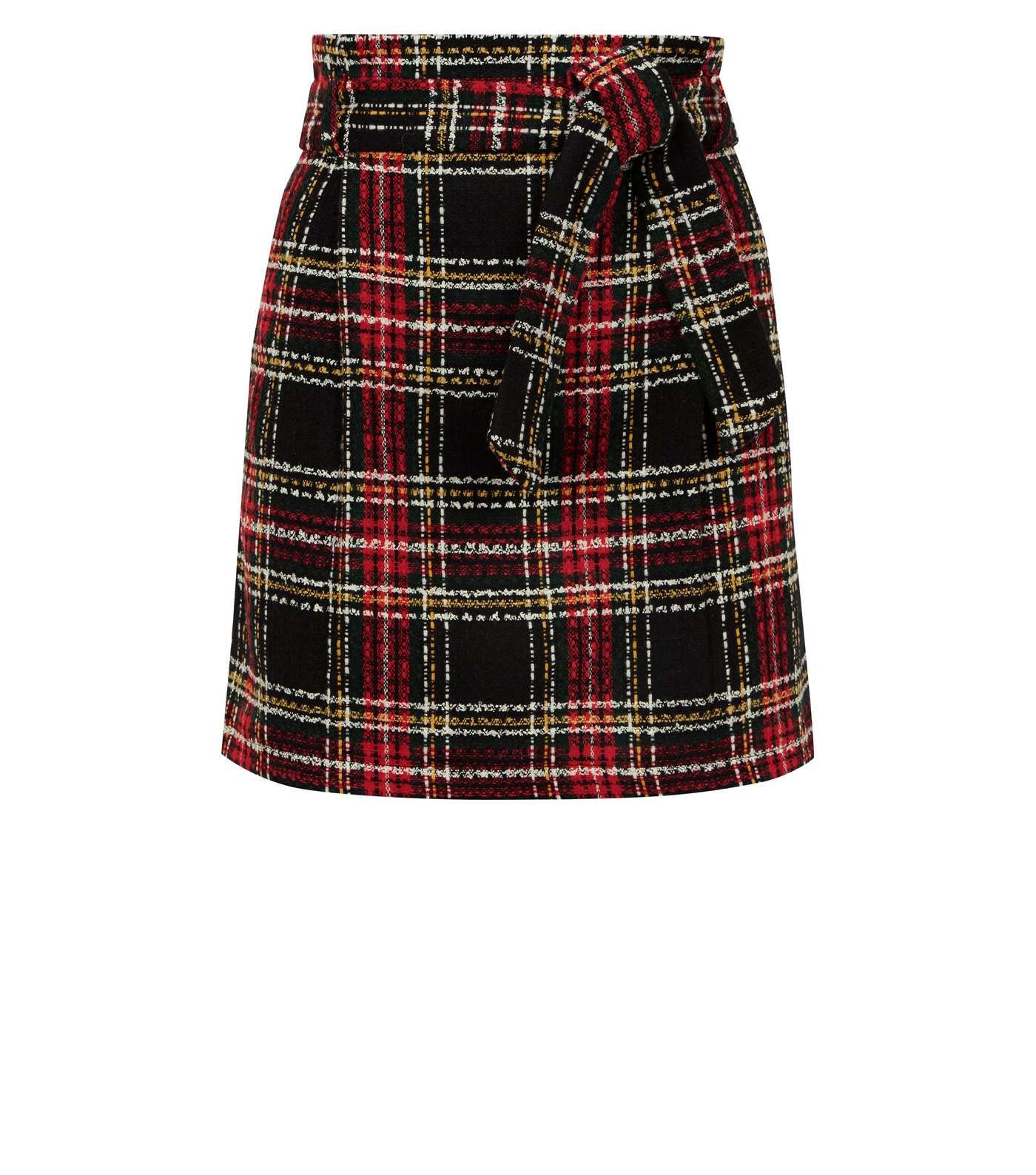 Black Bouclé Check Paperbag Mini Skirt Image 4