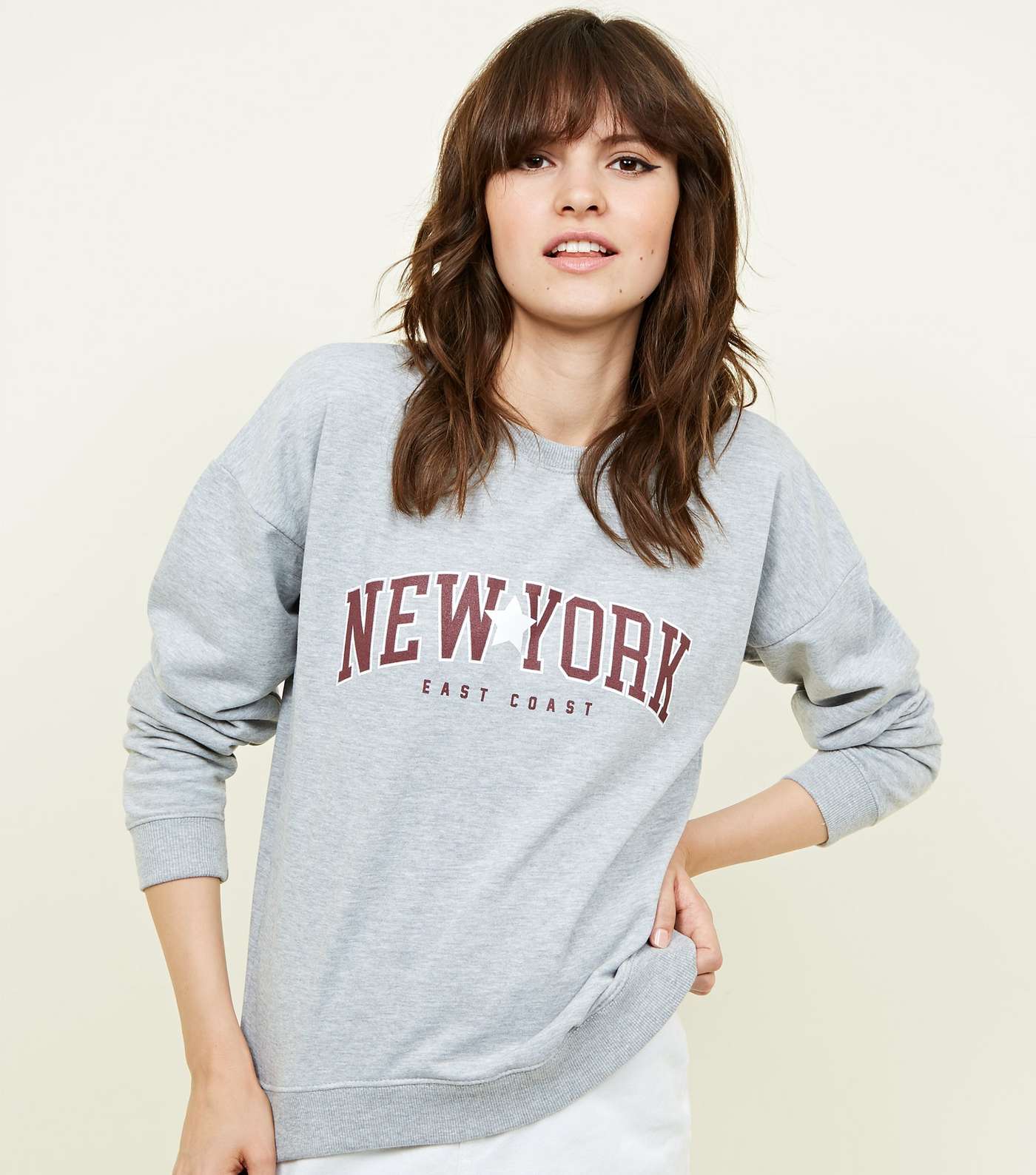Grey Marl New York Slogan Sweatshirt 