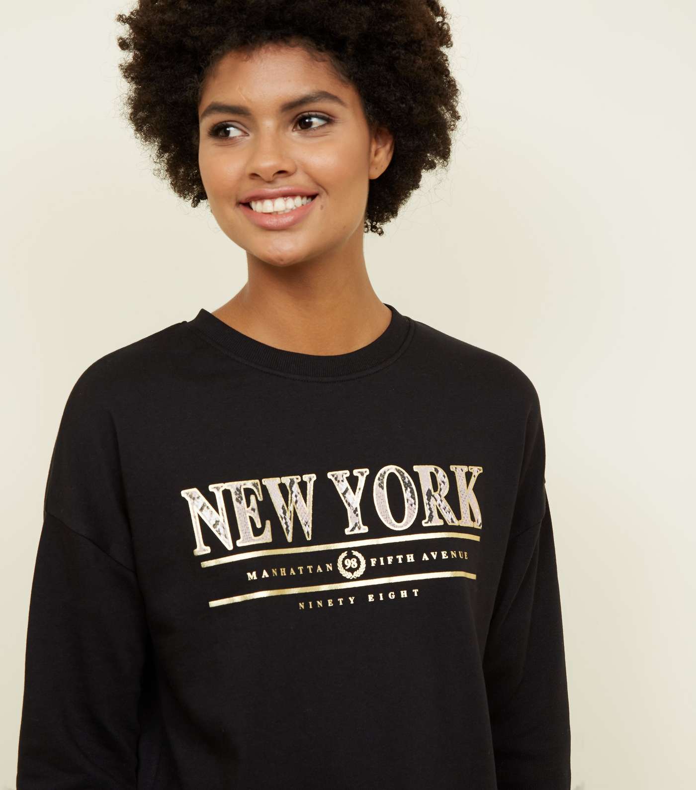 Black Snake Print New York Slogan Sweatshirt Image 5
