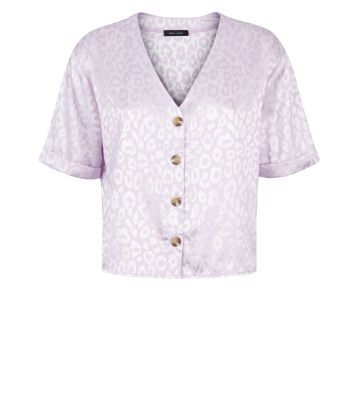 Lilac Leopard Jacquard Satin Boxy Shirt Image 4
