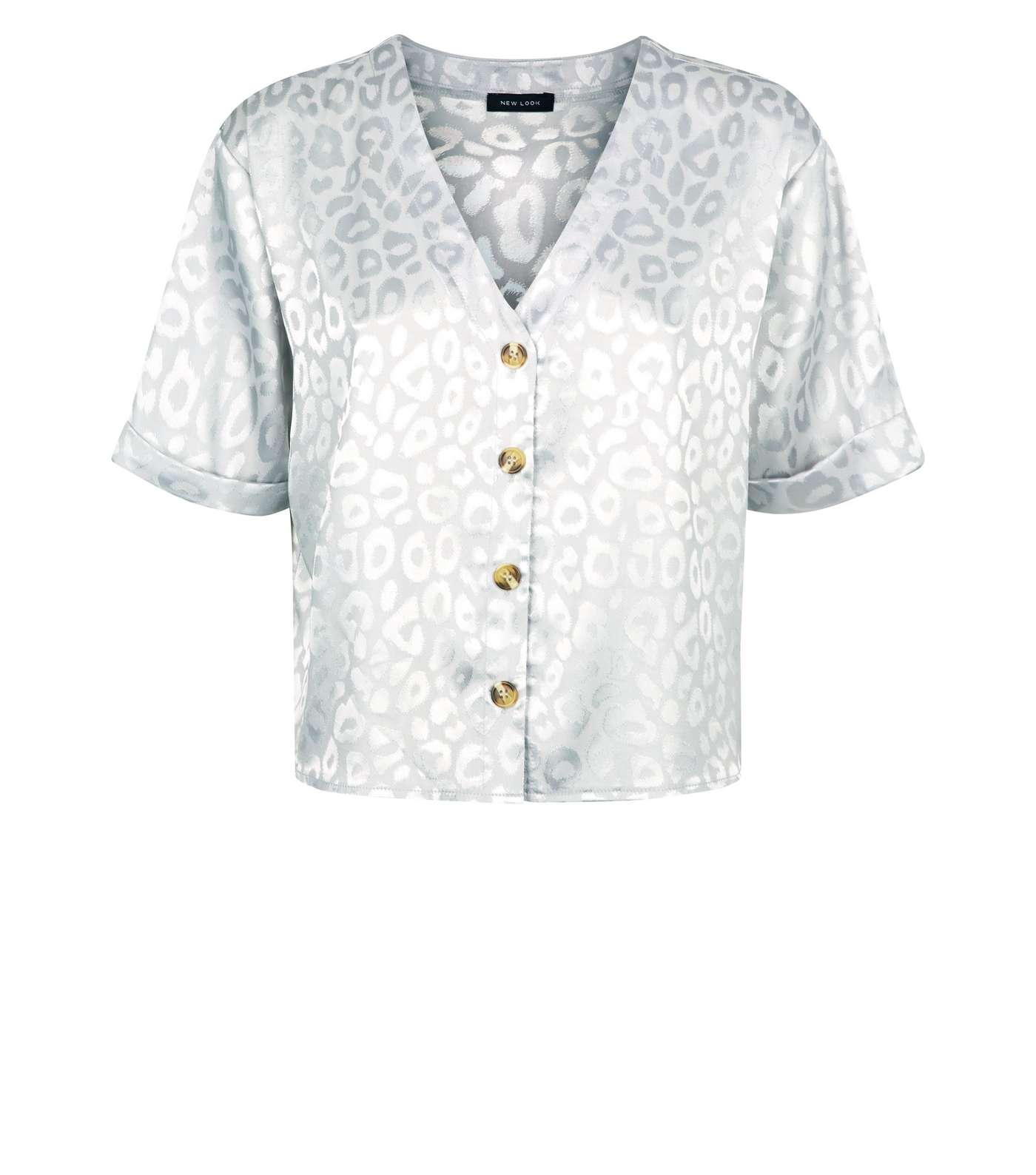 Silver Leopard Jacquard Satin Boxy Shirt Image 4